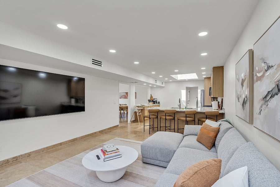 Family Room with Reading Nook + 85 Inch Smart TV for the BEST Movie Nights