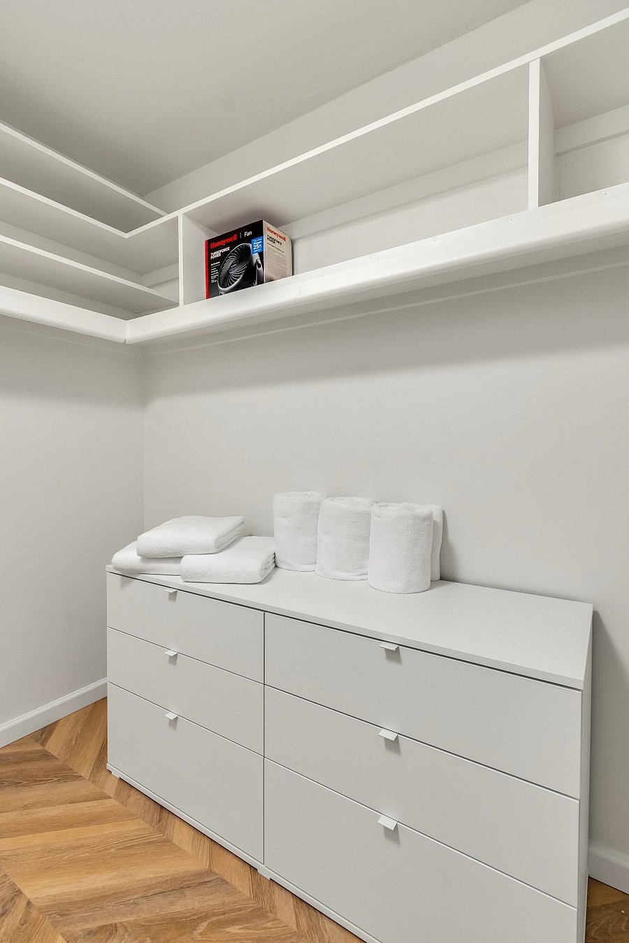 Master Closet with Dresser, Fan, Extra Blankets and Sheets