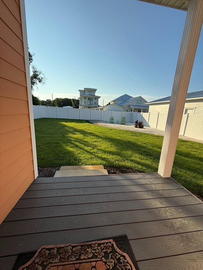 Fenced in backyard
