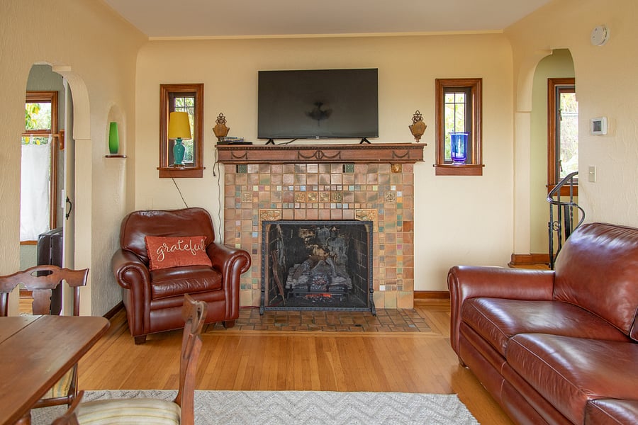 electric fireplace and smart tv in the living room