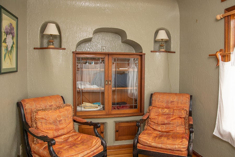 the front office has a folded up massage table and space heater for in-home massage! Or a desk can be moved from the kitchen for shared office time.