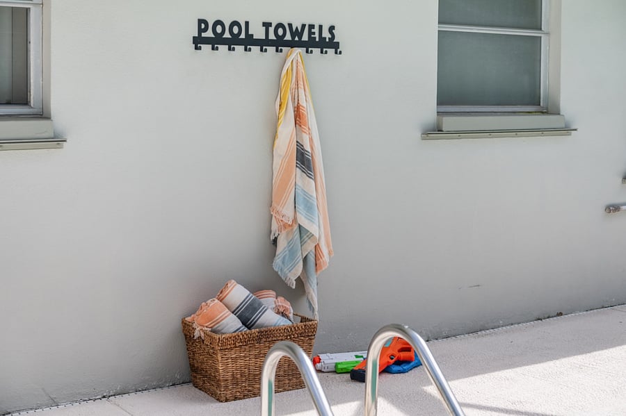 Pool towels are provided for your outdoor fun.