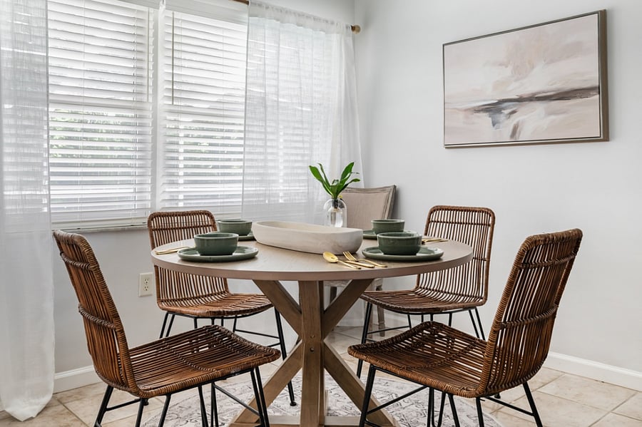 Dining table with provided table wear.