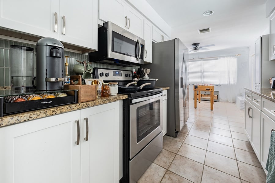 Full kitchen with all the basic necessities including a Nespresso machine,