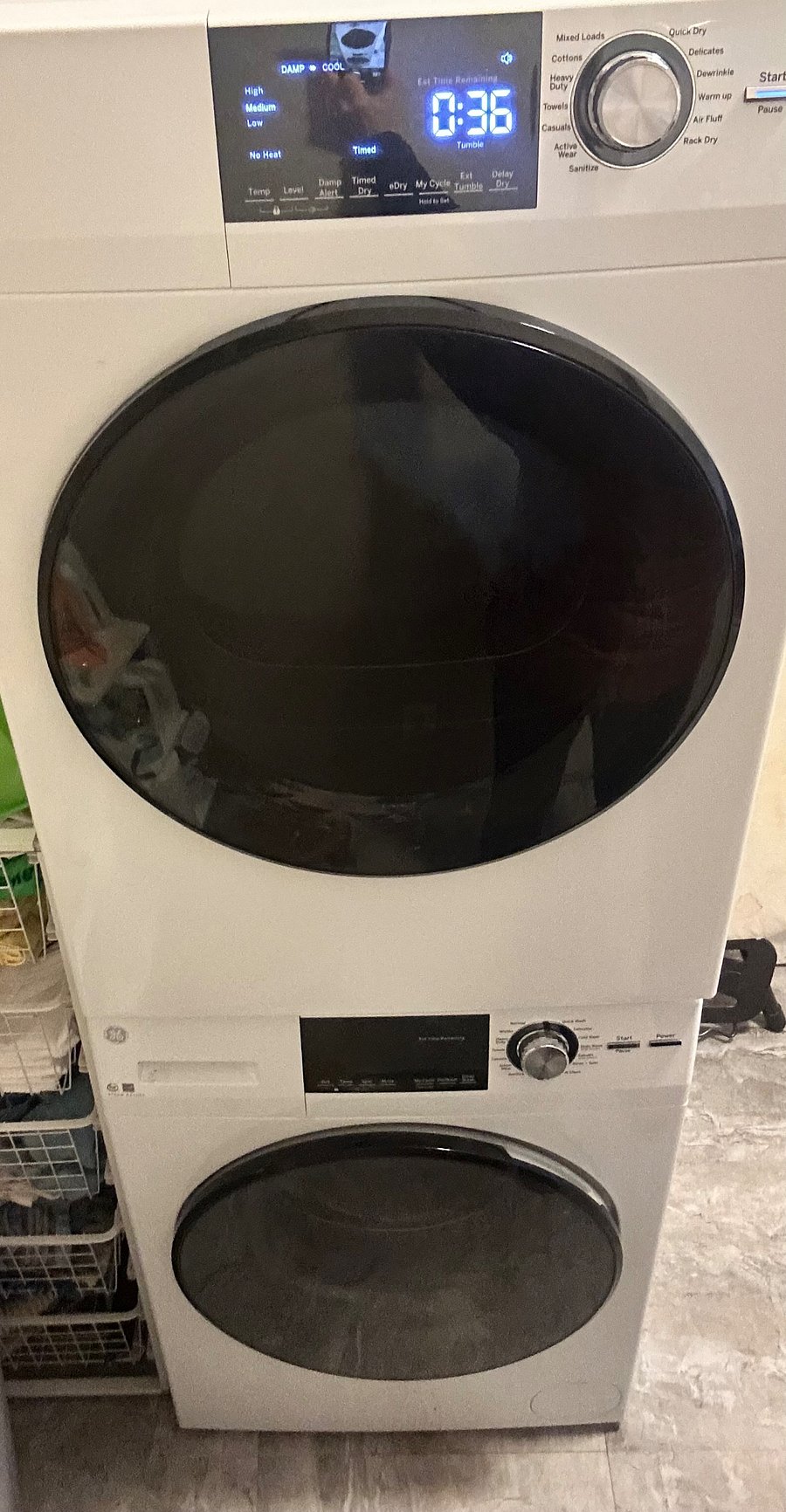 Stacked washer and dryer