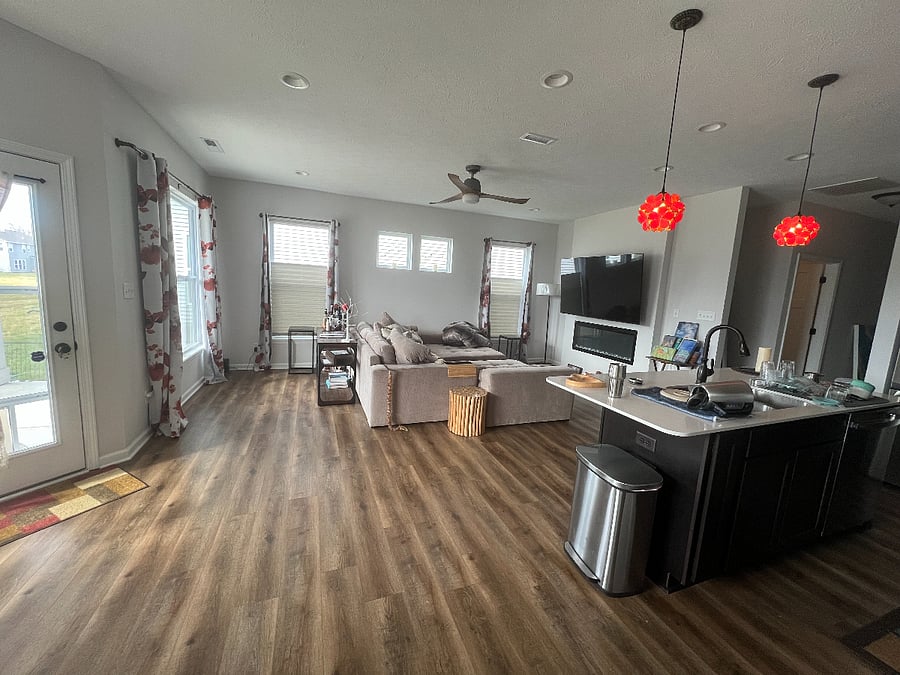 Kitchen, LR and access to back porch