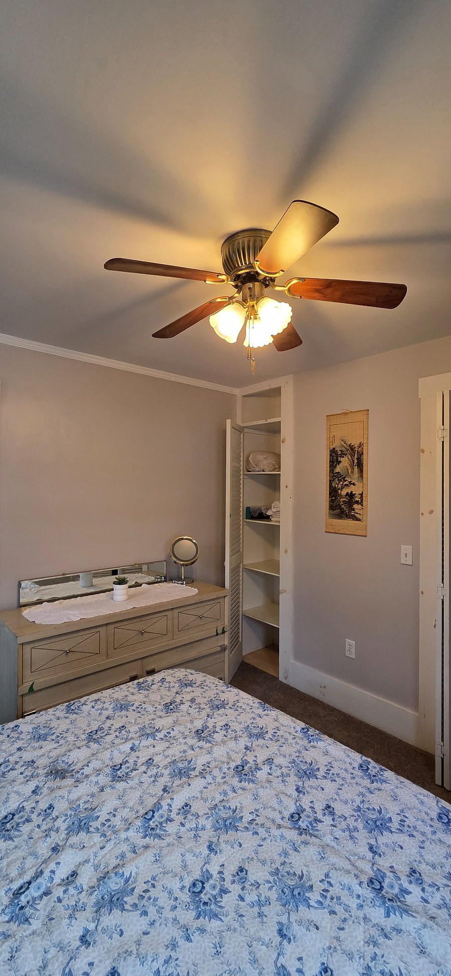 Second closet, bureau with large mirror (now installed).