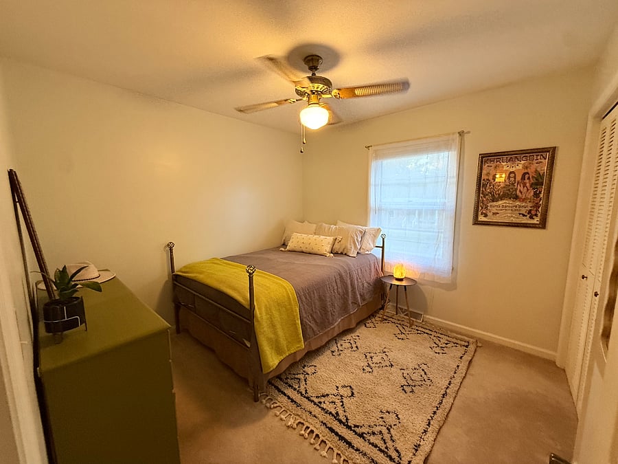 Bedroom 2, full size bed, bureau & closet