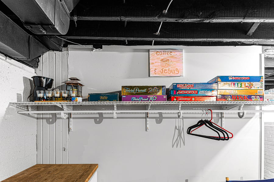 Laundry Center for Apt. A. A private place to hang clothes as you take them out of the dryer.