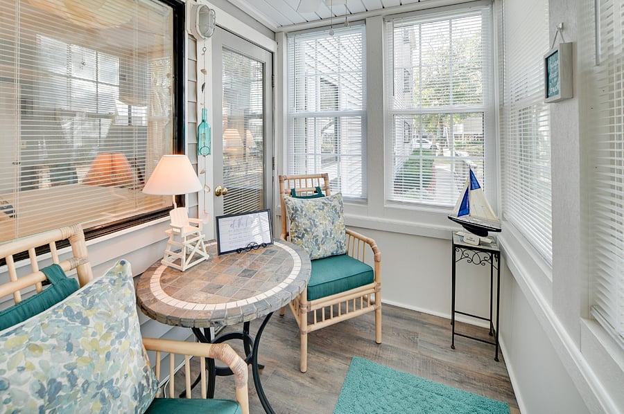Enclosed porch.  A good place to have your morning coffee.
