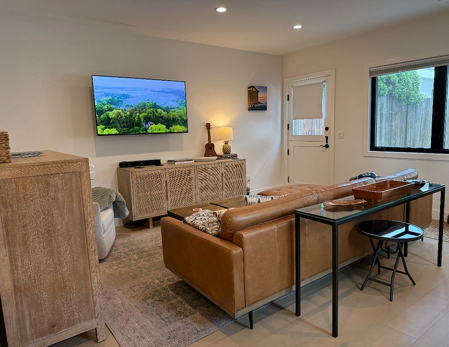 spacious living space facing front door