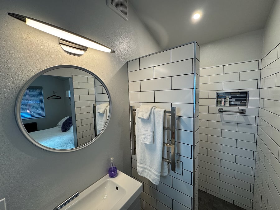 Heated tower rail keeps your towels warm and dry. 