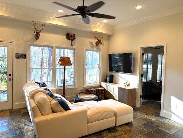 Downstair den area with smart TV