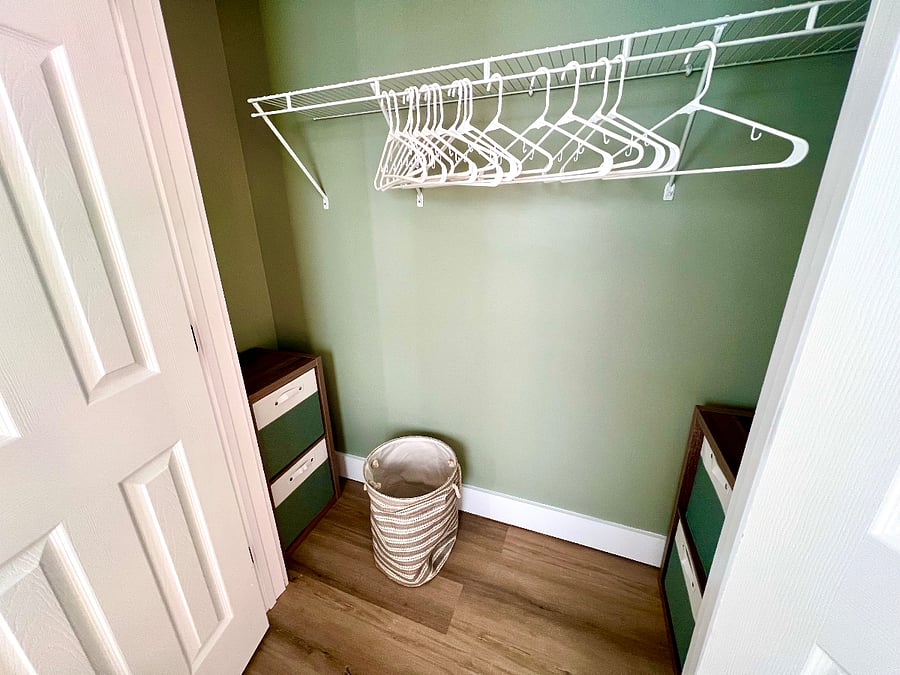 Spacious closet with double doors