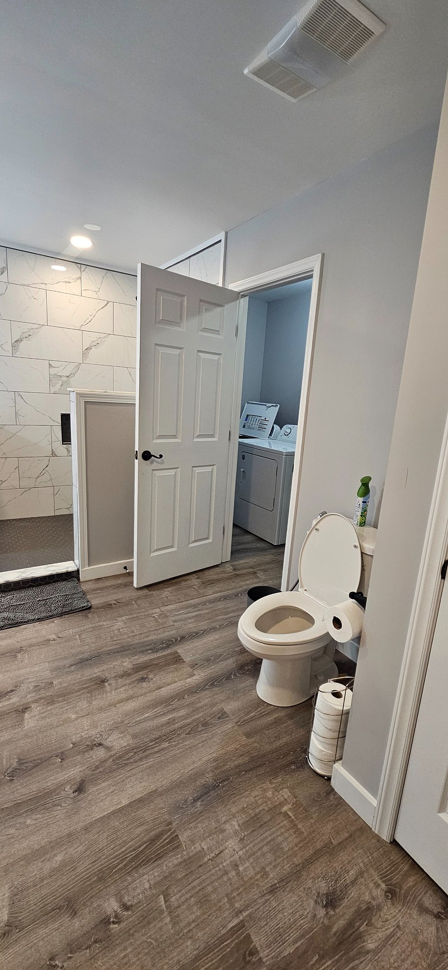 Laundry inside of bathroom