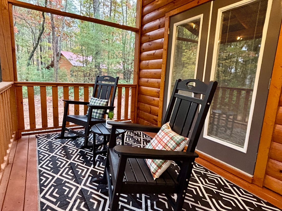 Relax on the screened porch with forest views, morning coffee and a good book.