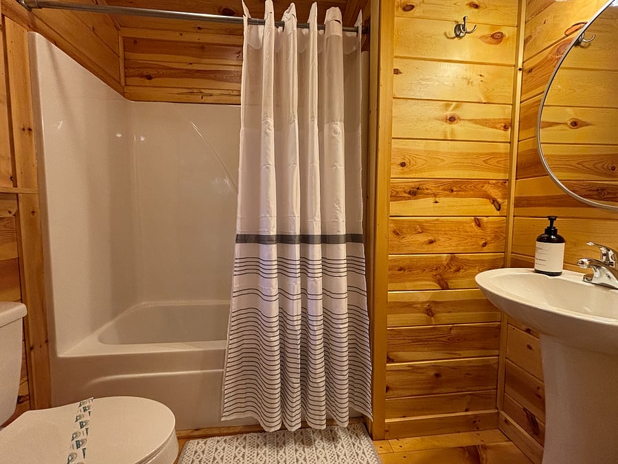 Private upstairs bathroom w/ full bath and starter essentials.
