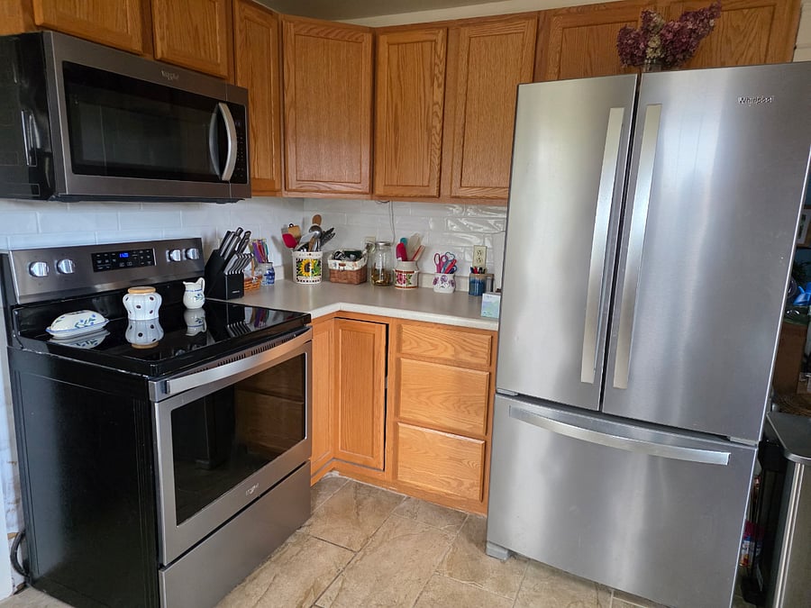 Modern, stainless steel appliances