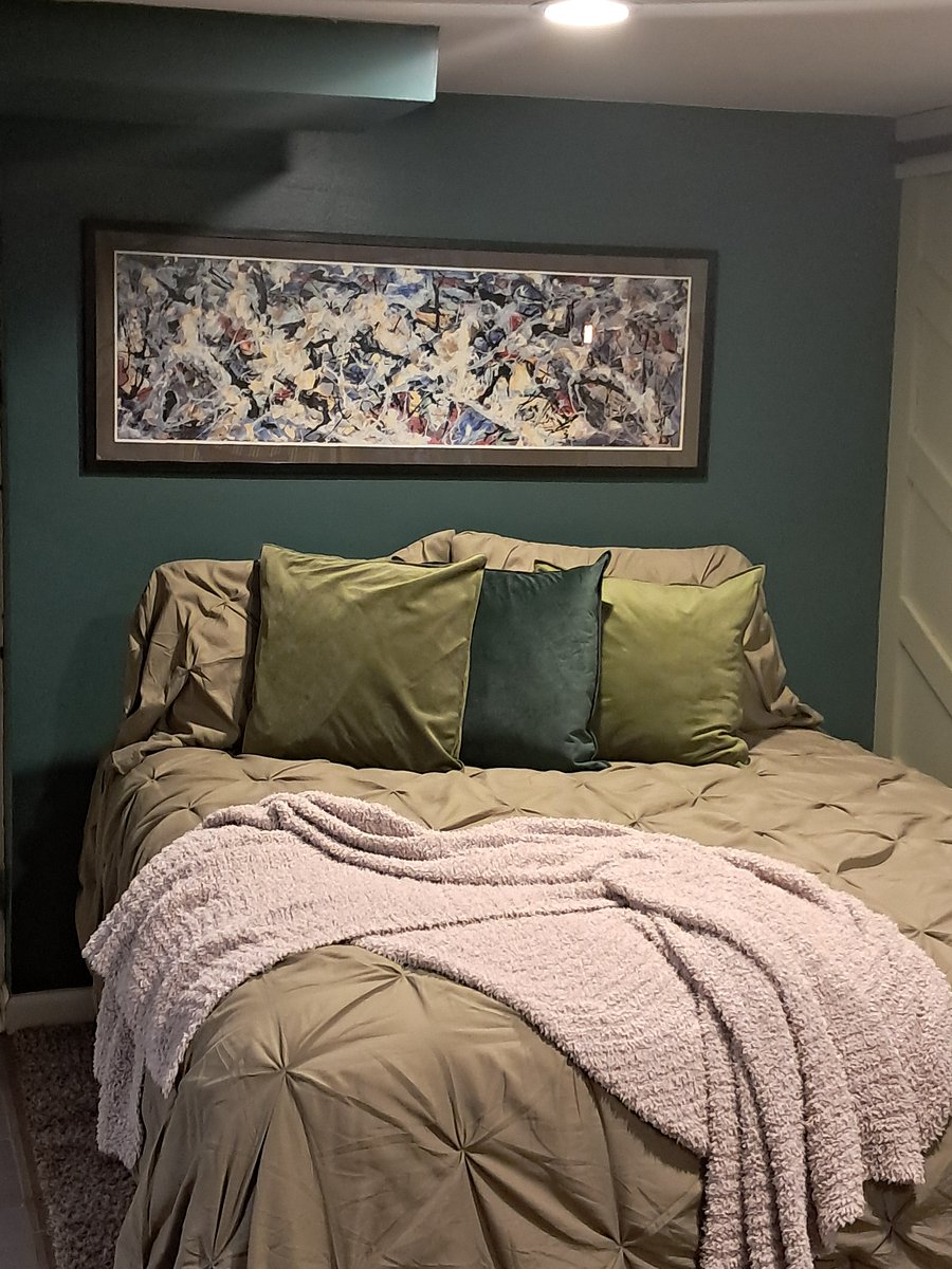 Queen sized bed with hybrid mattress to recharge and revive yourself.