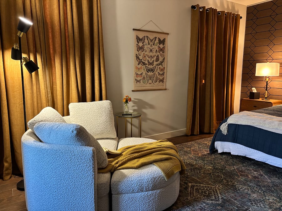 cozy bedroom with blackout curtains