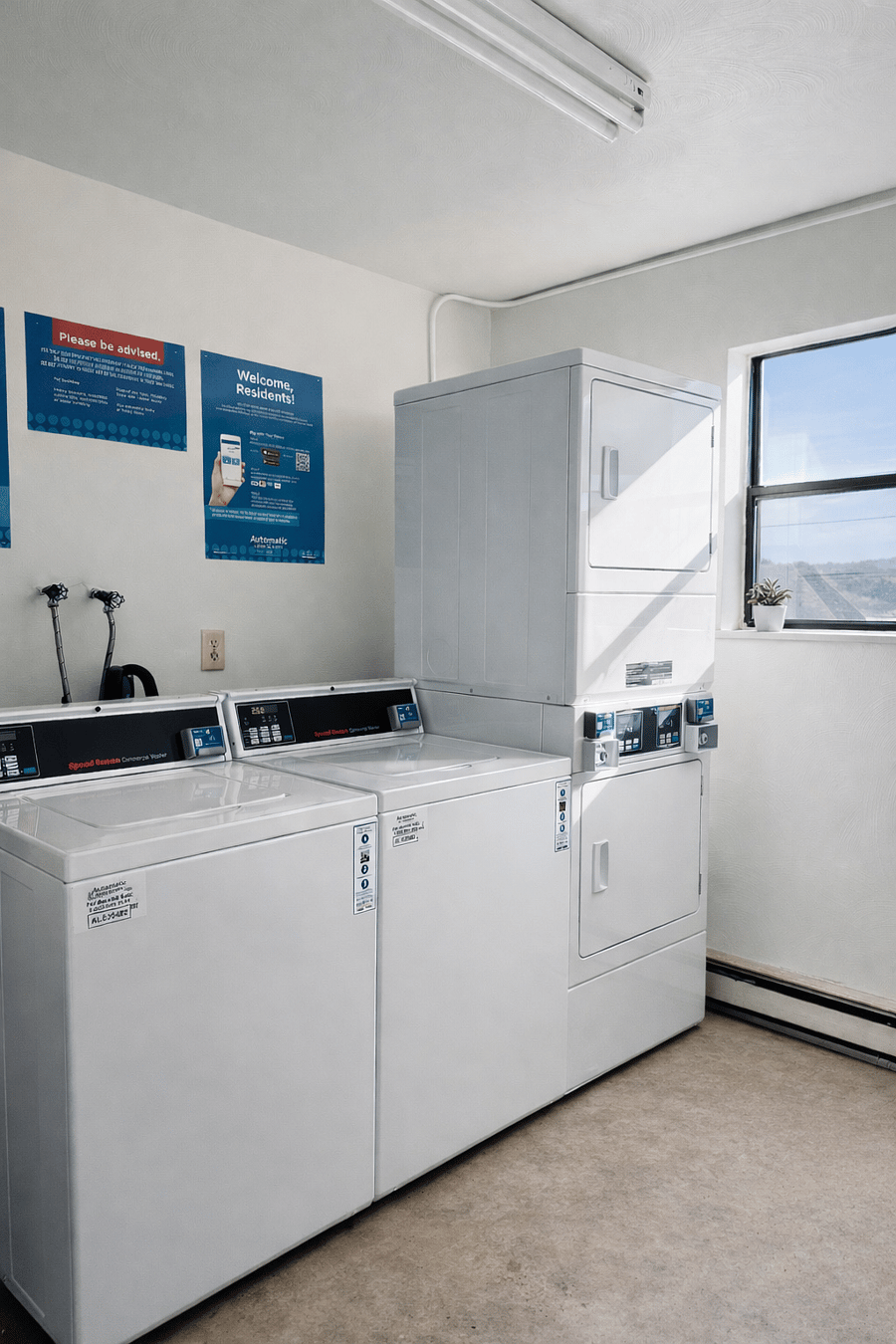 Washer and dryer conveniently located in the basement on the premises.