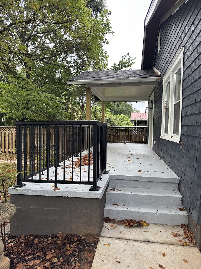 Steps to access front porch from side yard