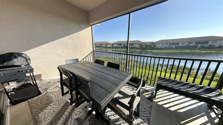 Large Lanai - now with TV and Ceiling fan - and an amazing waterfall to help you take a nap.