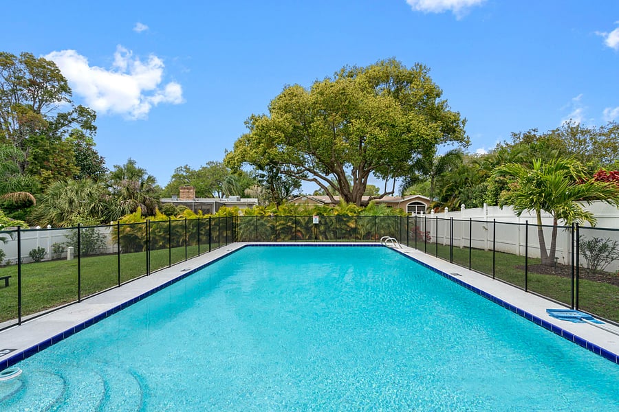 9 feet deep fenced unheated pool