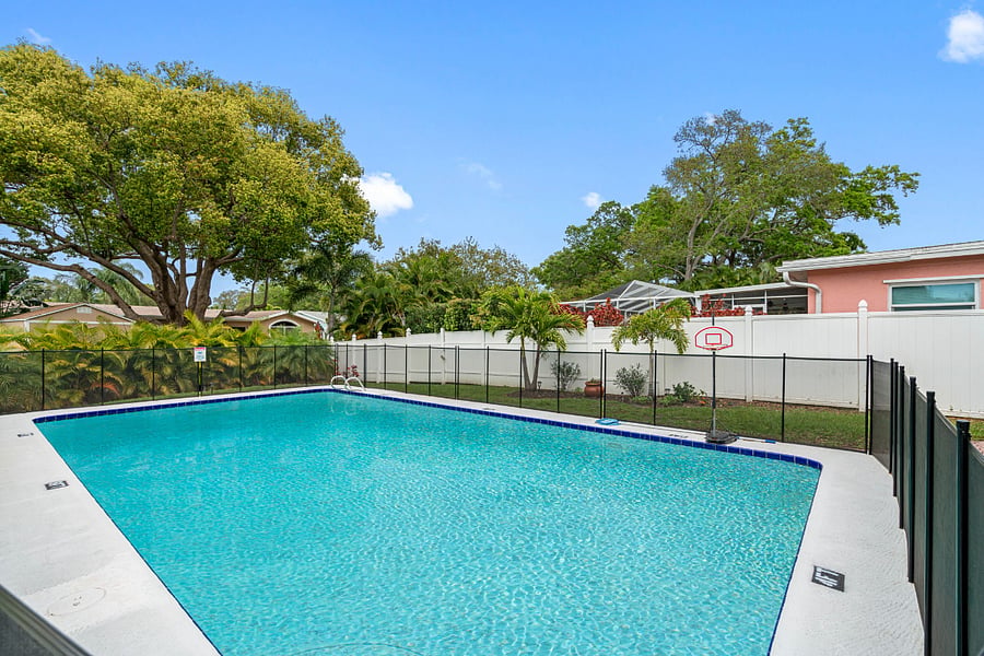 9 feet deep fenced unheated pool