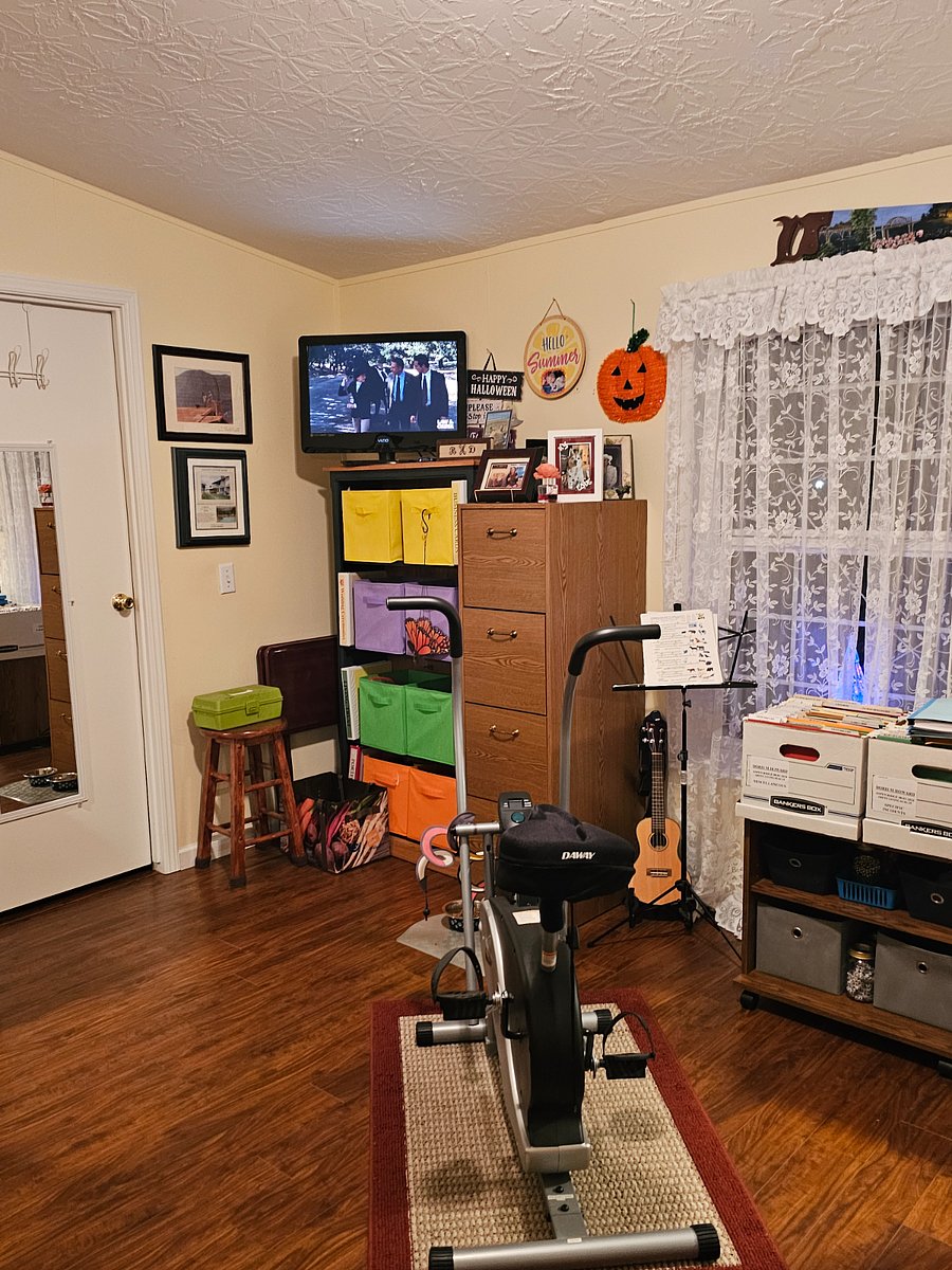 Elliptical stationary bike, with HD-TV for distraction!