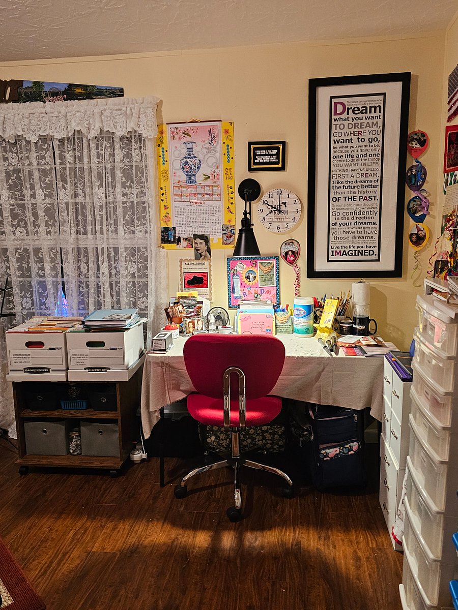 Crafting table and supplies.