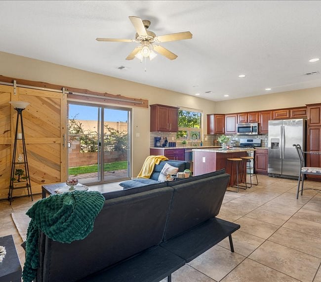 Living, kitchen, & dining areas
