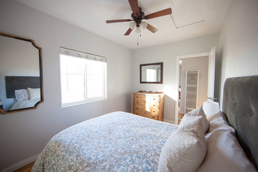south-facing bedroom with lots of natural light