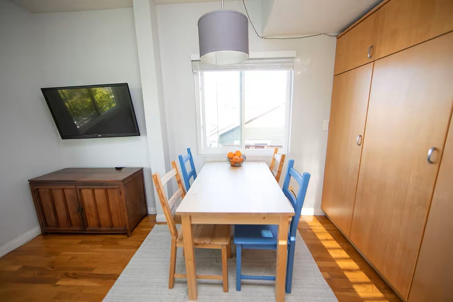 comfortable dining and working area.