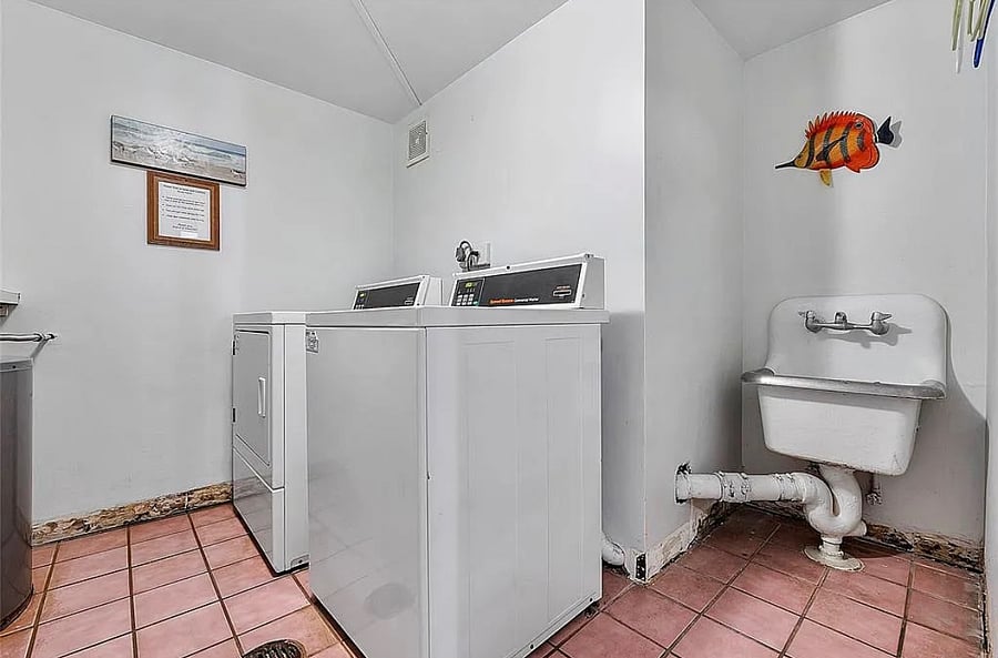 Washer/Dryer unit located on same floor, Each floor has their own unit. 