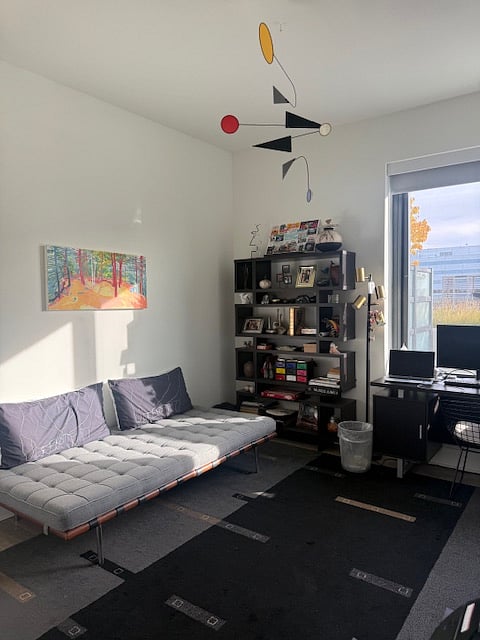 2nd Private Bedroom with Modern Amenities & Furnishing (Mies van der Rohe Barcelona Day Bed with a separate memory foam bed topper for luxury sleeping experience).