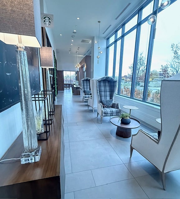 Resident Private Corridor of Seating, Lounge, & Community  Areas 