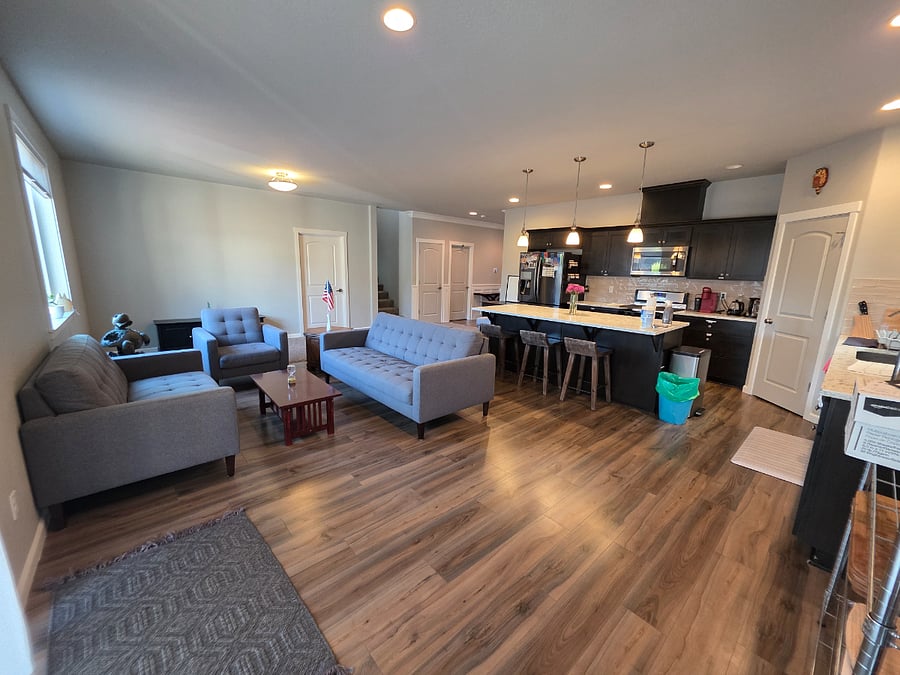Living room and kitchen