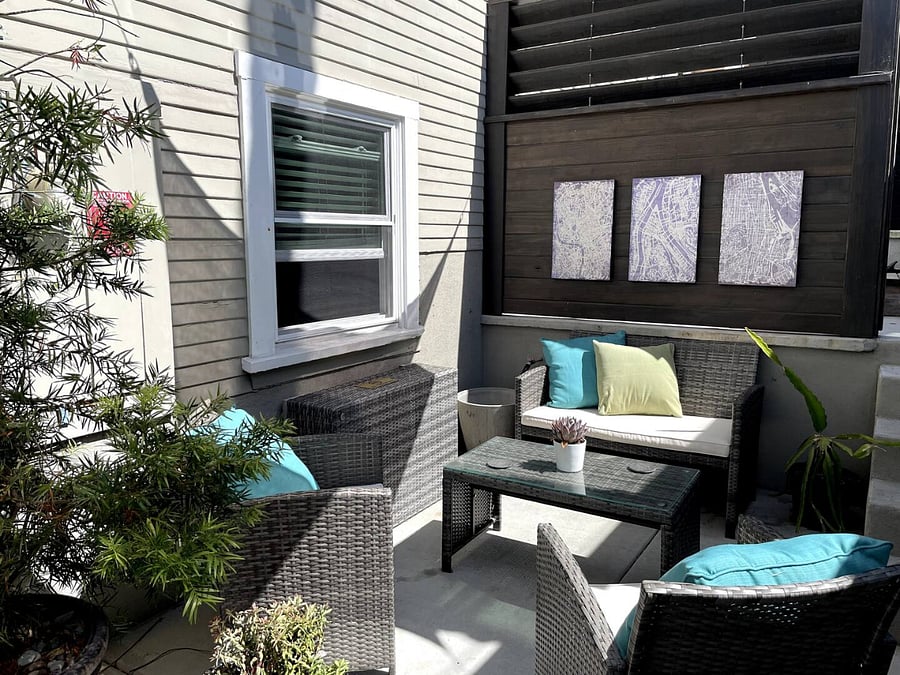 Private patio with entertaining area