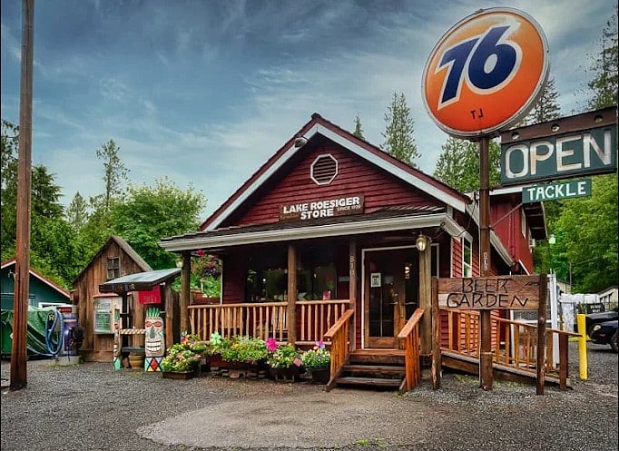 The "Local" rustic hangout Where we donated the live edge coffee bar just inside the door.