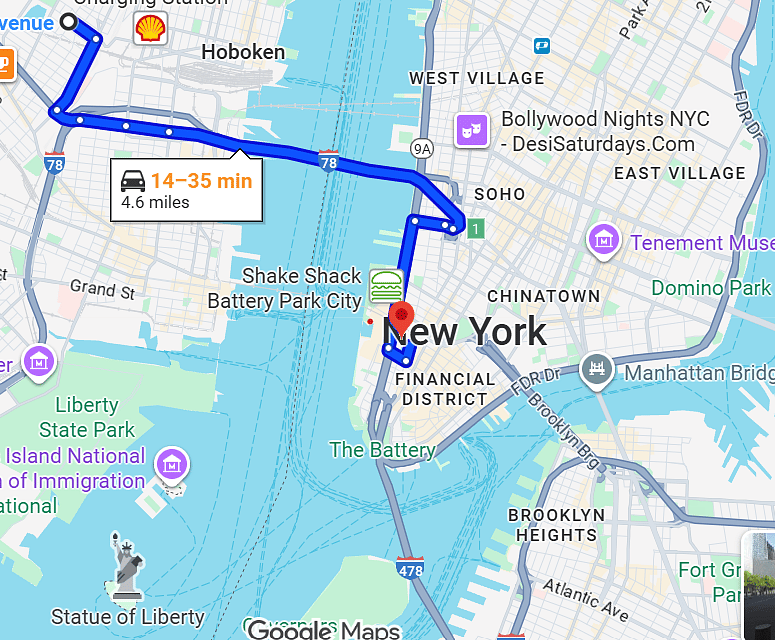Short Drive to Downtown Manhattan