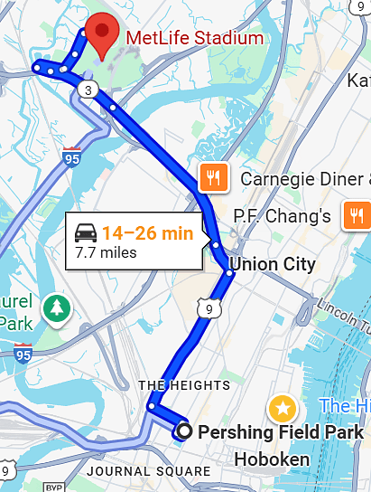 Metlife Stadium  short driving distance