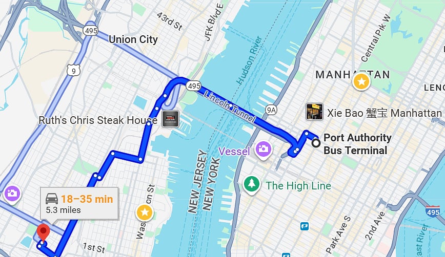 Short drive to Midtown Manhattan