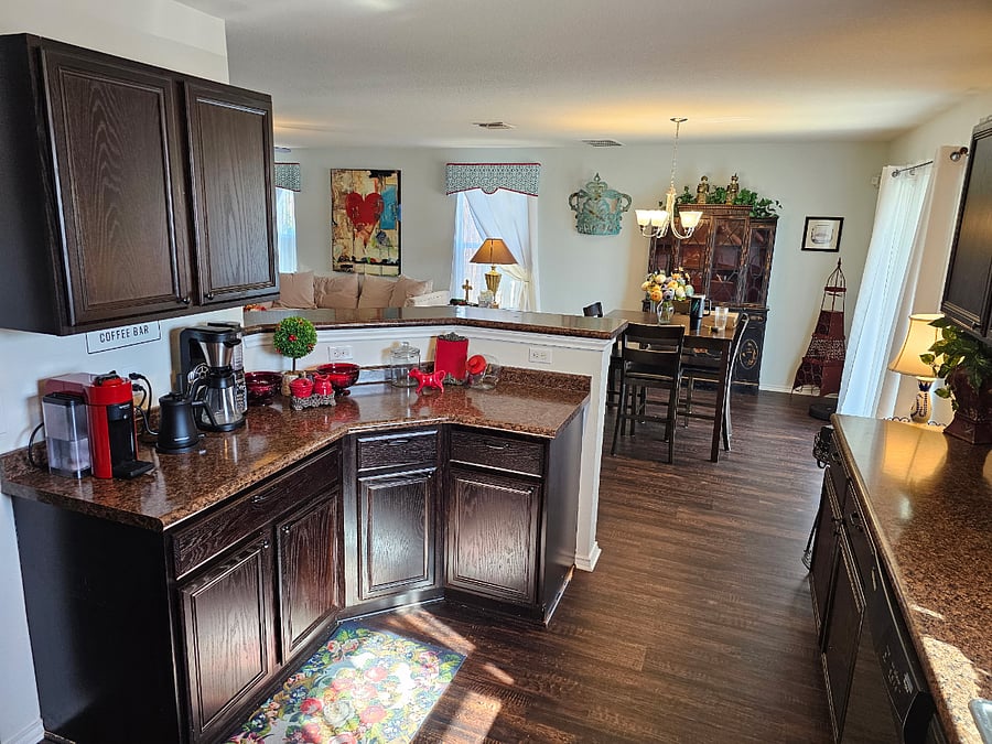 Coffee bar and plenty of cabinet space