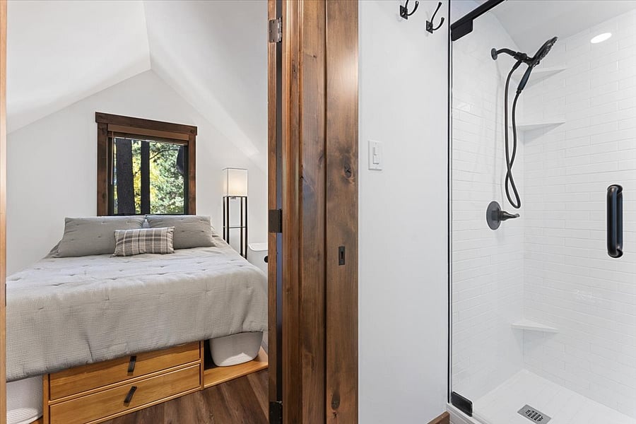 Upstairs bedroom and bathroom shared with 2nd bedroom upstairs.