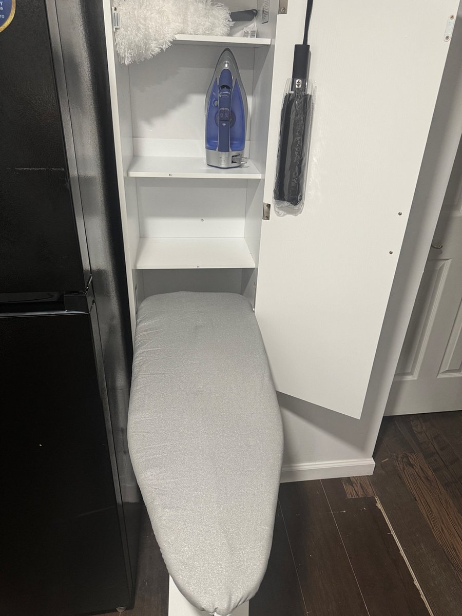 storage cabinet with pull out iron board and umbrella