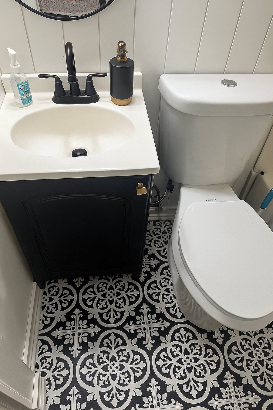 full bathroom with vanity for storage