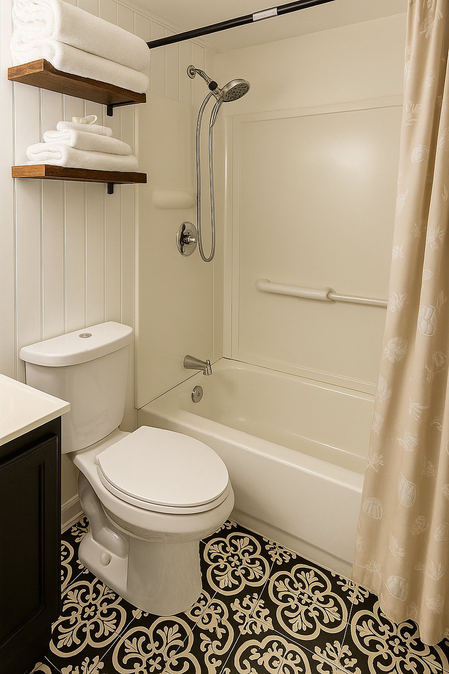 full bathroom with vanity for storage