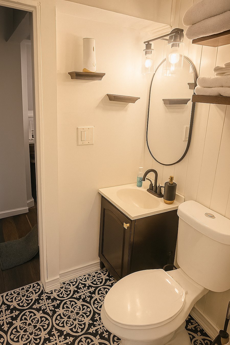 full bathroom with vanity for storage