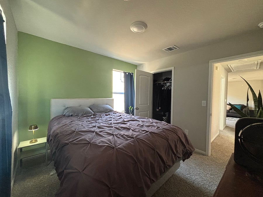 Natural light and blackout curtains.